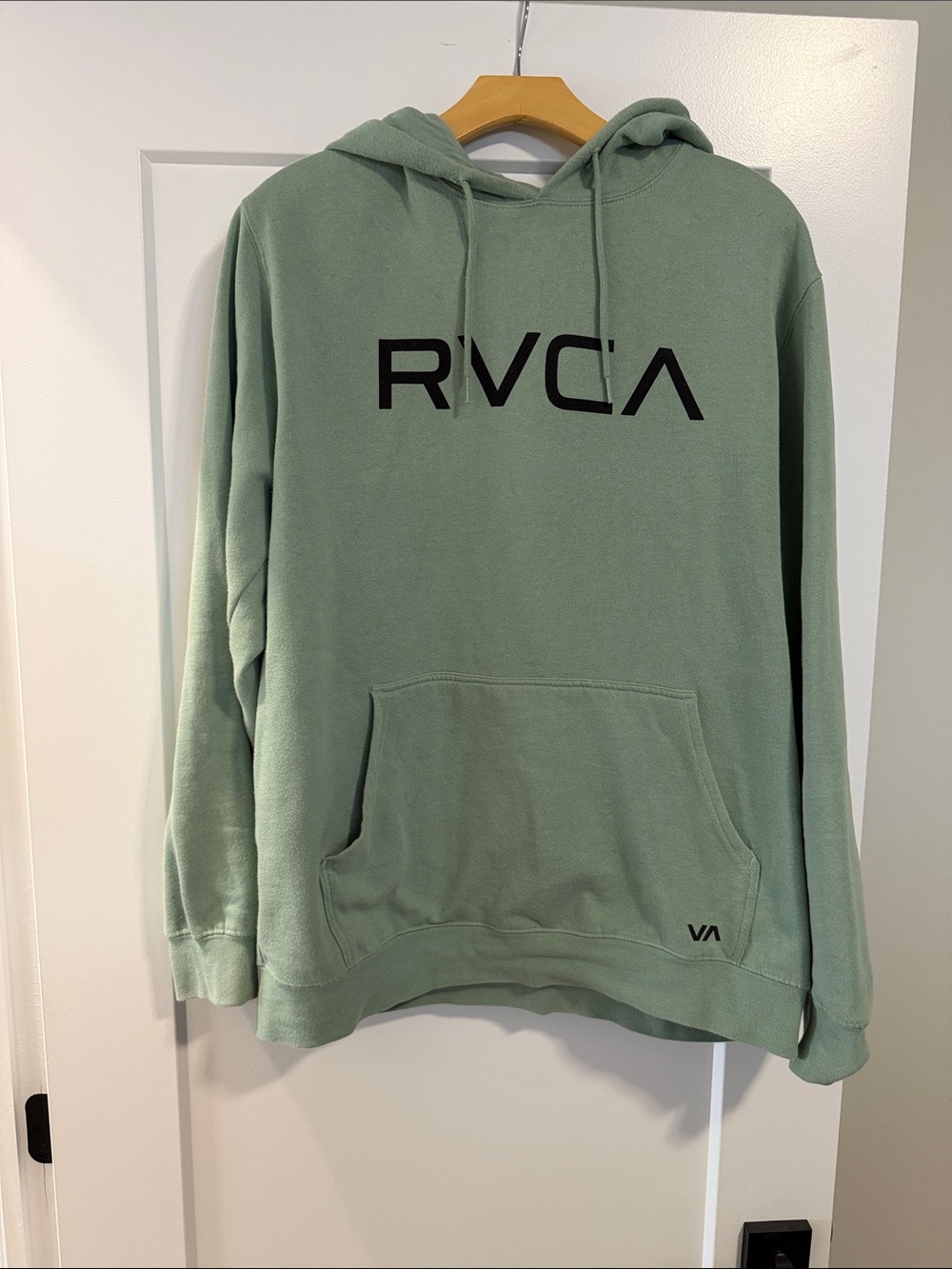 RVCA Men’s Sage Green Crewneck Hoodie with Front Logo